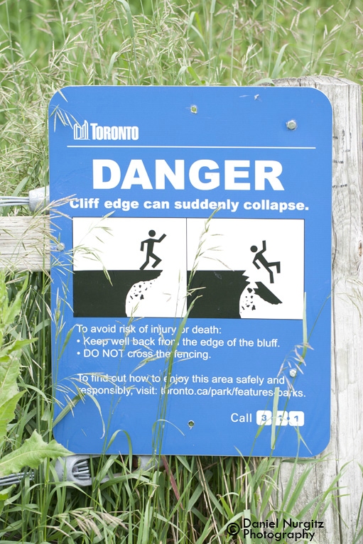 Danger due piece of cliff crumbling under your weight