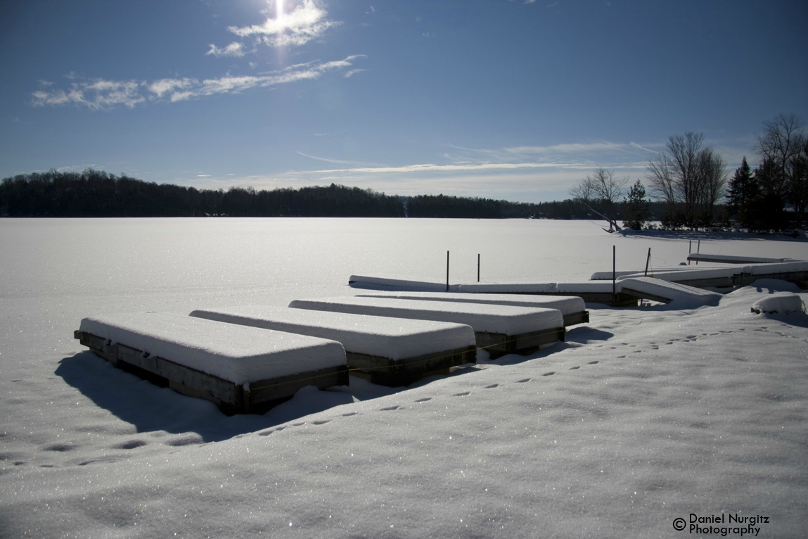 Snow covered docks